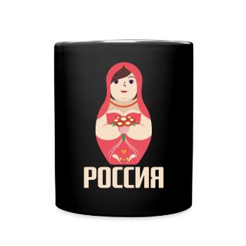 Matryoschka Krasavica Babuschka Russland - Tasse einfarbig - Schwarz - Vorne