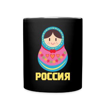 Matryoschka Krasavica Babuschka Russin Geschenk - Tasse einfarbig - Schwarz - Vorne