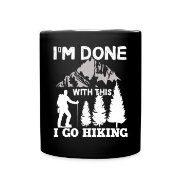 Wanderer Geschenkidee Wandern Mama Frauen Wander - Tasse einfarbig - Schwarz - Vorne