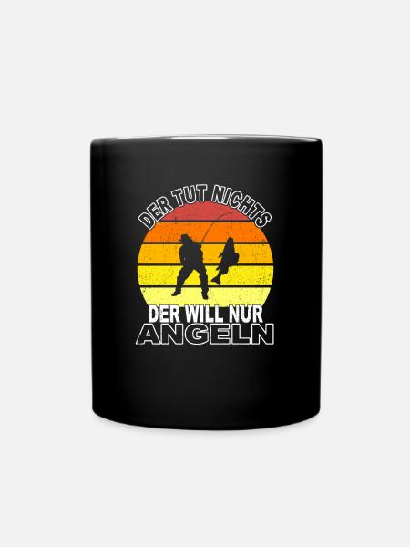 Angeln Spruch - Tasse einfarbig - Schwarz