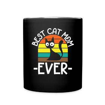Beste Katzenmama - Tasse einfarbig - Schwarz - Vorne