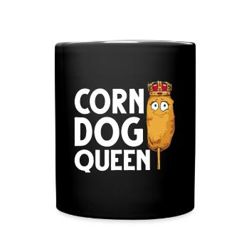 Funny Corn Dog Gift Kids Women Queen Hotdog Sausag - Full Colour Mug - black - Front