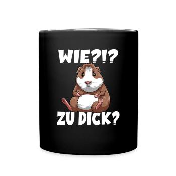 Wie zu dick? Meerschweinchen - Tasse einfarbig - Schwarz - Vorne