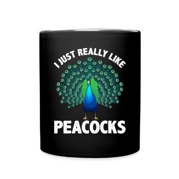 Cool Peacock Design For Men Women Kids Bird Peacoc - Full Colour Mug - black - Front