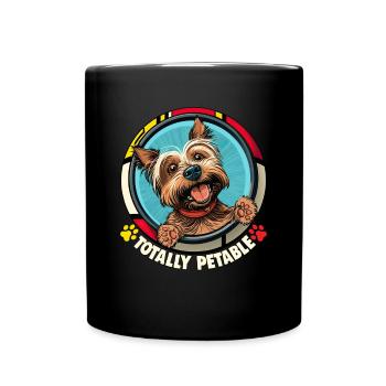 Hunde Cartoon Yorkshire Terrier Design - Tasse einfarbig - Schwarz - Vorne