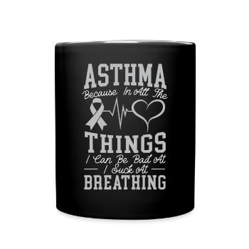 Asthma Bewusstsein Atmung Keuchen Asthma Krieger - Tasse einfarbig - Schwarz - Vorne