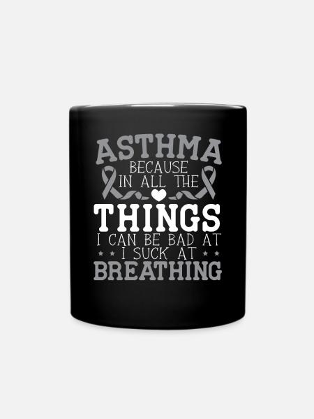 Asthma Awareness Breathing Wheezing Asthma Warrior - Full Colour Mug - black