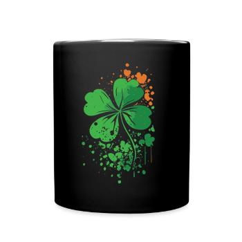 4 Leaf Clover St. Patrick’s Day Paint Splatter - Mug uni - noir - Devant