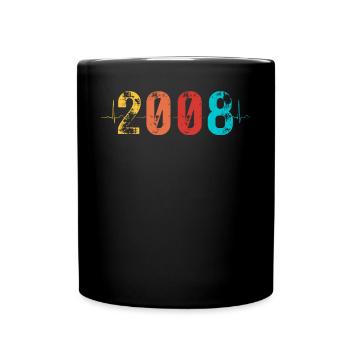 Heartbeat ECG Vintage Birthday vintage 2008 - Full Colour Mug - black - Front