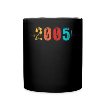 Heartbeat ECG Vintage Anniversaire millésime 2005 - Mug uni - noir - Devant