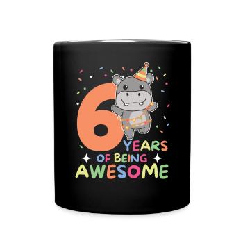 Hippopotame pour les enfants de 6 ans - Mug uni - noir - Devant