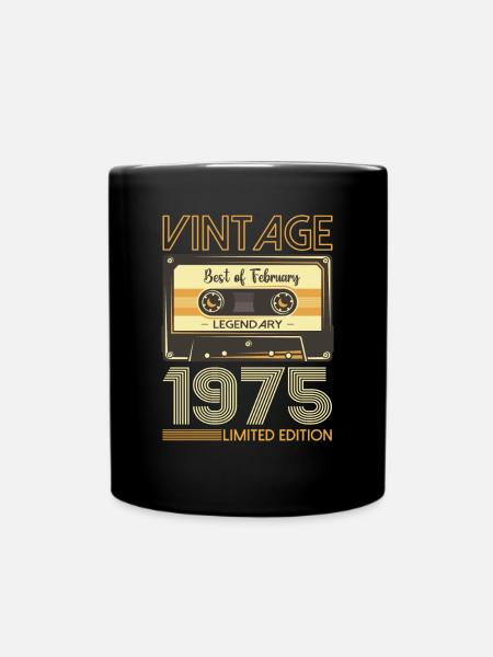 Februar Jahrgang 1975 48. Geburtstag Geschenk Mann - Tasse einfarbig - Schwarz