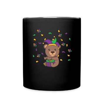 Fasching Bär mit Trommel Faschings Kostüm - Tasse einfarbig - Schwarz - Vorne