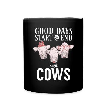 Cadeau vache Cadeau agriculteur Amoureux des vaches - Mug uni - noir - Devant