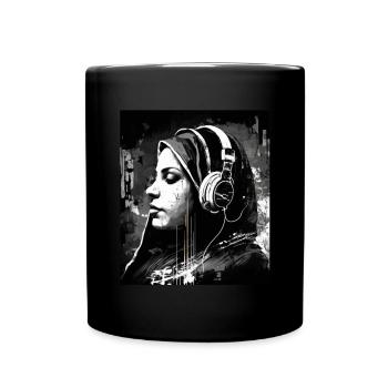 Techno Vaporwave Nun Christian God Music - Full Colour Mug - black - Front