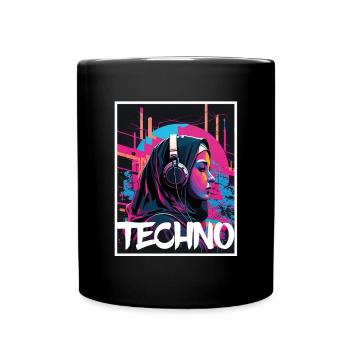 Techno Vaporwave Nun Christian God Music - Full Colour Mug - black - Front