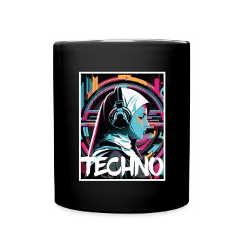 Techno Vaporwave Nun Christian God Music - Full Colour Mug - black - Front