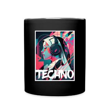 Techno Vaporwave Nun Christian God Music - Full Colour Mug - black - Front