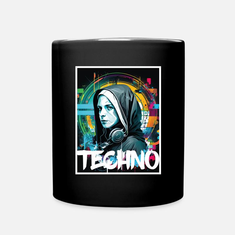 Techno Vaporwave Nonne Christlich Gott Musik - Tasse einfarbig - Schwarz
