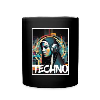 Techno Vaporwave Nun Christian God Music - Full Colour Mug - black - Front