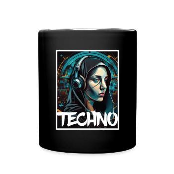 Techno Vaporwave Nun Christian God Music - Full Colour Mug - black - Front