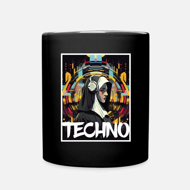 Techno Vaporwave Nonne Christlich Gott Musik - Tasse einfarbig - Schwarz