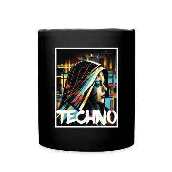 Techno Vaporwave Nun Christian God Music - Full Colour Mug - black - Front