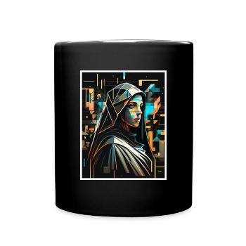 Techno Vaporwave Nun Christian God Music - Full Colour Mug - black - Front