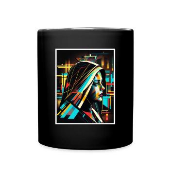 Techno Vaporwave Nun Christian God Music - Full Colour Mug - black - Front