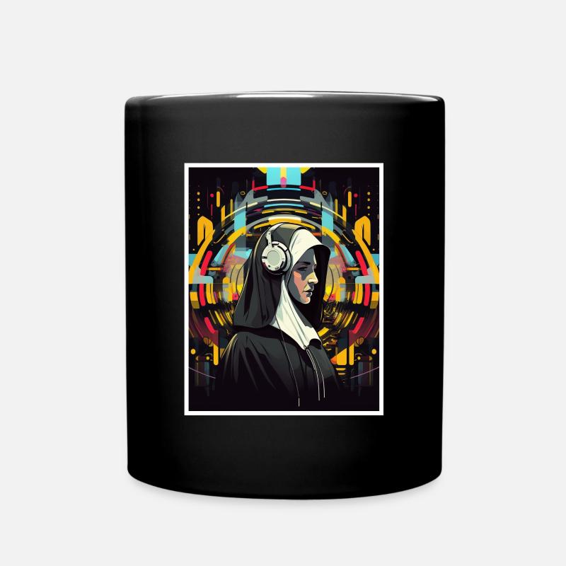 Techno Vaporwave Nonne Christlich Gott Musik - Tasse einfarbig - Schwarz
