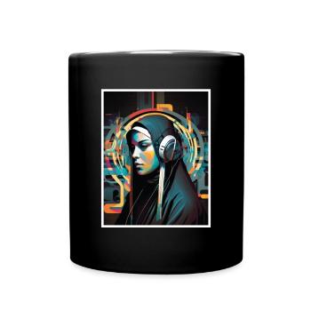 Techno Vaporwave Nun Christian God Music - Full Colour Mug - black - Front