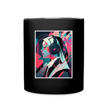 Techno Vaporwave Nun Christian God Music - Full Colour Mug - black - Front