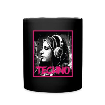 Techno Vaporwave Nun Christian God Music - Full Colour Mug - black - Front