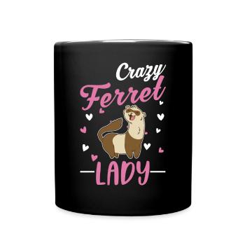 Crazy Ferret lady Frettchen - Full Colour Mug - black - Front
