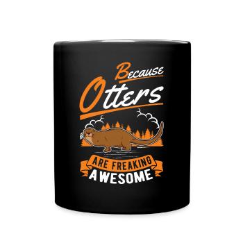 Otter Geschenk Fischotter Seeotter - Tasse einfarbig - Schwarz - Vorne