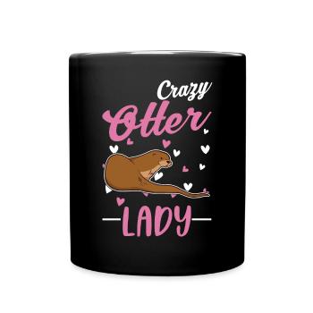 Crazy Otter lady otter Sea otter - Full Colour Mug - black - Front