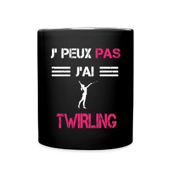Je peux pas j'ai twirling bâton femme humour - Mug uni - noir - Devant