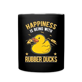 Squeaky Duck Happiness Bathing Duck Rubber Duck - Full Colour Mug - black - Front