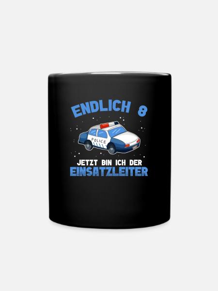 Polizei 8. Geburtstag Junge Polizei Einsatzleiter - Tasse einfarbig - Schwarz