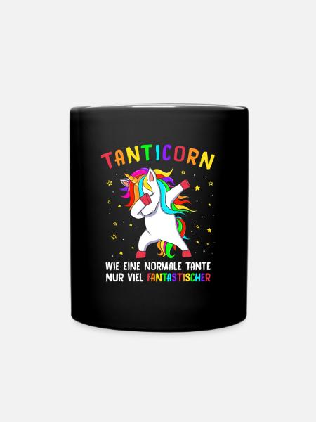 Tante Einhorn Dabbing Unicorn Patentante Tanticorn - Tasse einfarbig - Schwarz