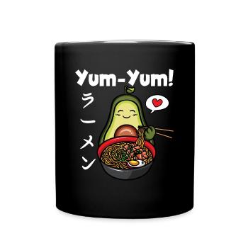 Yum Yum Japan Anime Ramen Noodle Fruit Avocado - Full Colour Mug - black - Front