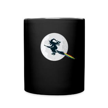 Witch with Full Moon and Rainbow Gay - Full Colour Mug - black - Front