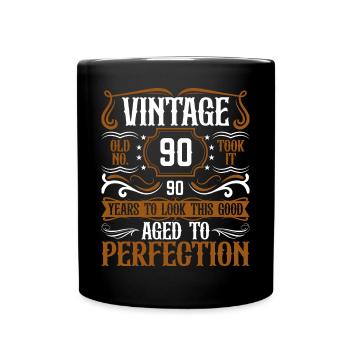 90. Geburtstag Vintage Retro - Tasse einfarbig - Schwarz - Vorne