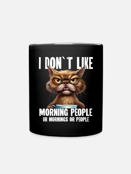 Katze Kaffee Lustige Sprüche - Tasse einfarbig - Schwarz