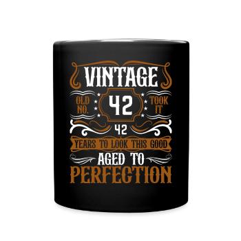 42. Geburtstag Vintage Retro - Tasse einfarbig - Schwarz - Vorne