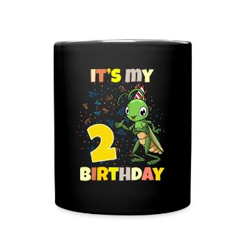 It's my 2nd birthday grasshopper - Full Colour Mug - black - Front