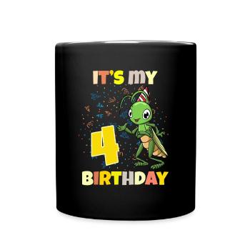 It's my 4th birthday grasshopper - Full Colour Mug - black - Front
