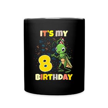 It's my 8th birthday grasshopper - Full Colour Mug - black - Front