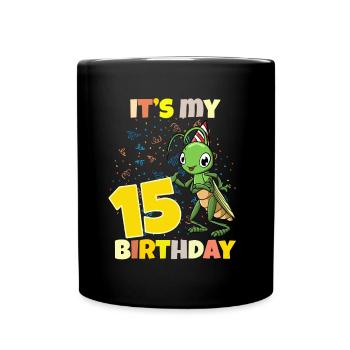 It's my 15th birthday grasshopper - Full Colour Mug - black - Front