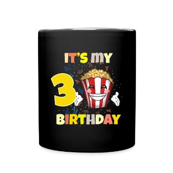 Es ist mein 3. Geburtstag - Tasse einfarbig - Schwarz - Vorne